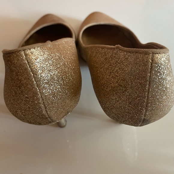 Aldo Gold Glitter Sparkle Heels - Low Heel Aldo Shoes - Gold Sparkly Size 8 - Picture 7 of 13